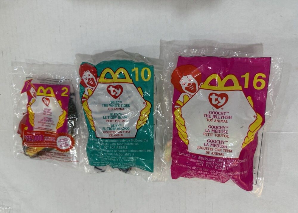 McDonald's Ty Teenie Beanie Babies Lot‎ 28 Goochy Blizz Slither Happy Meal Toys